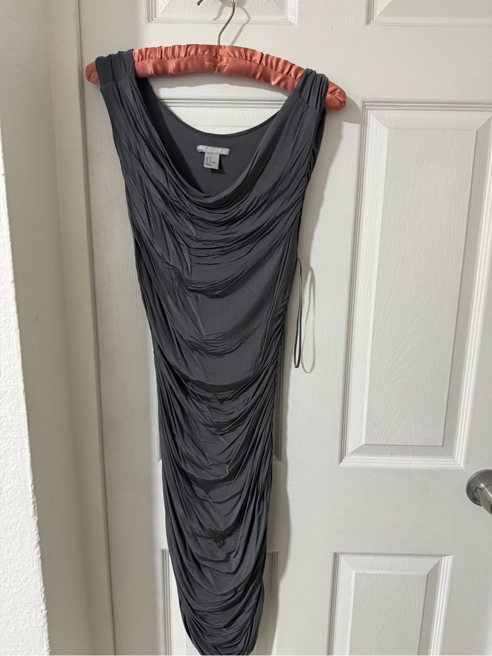 H&M One-Shoulder Draped Gray Dress